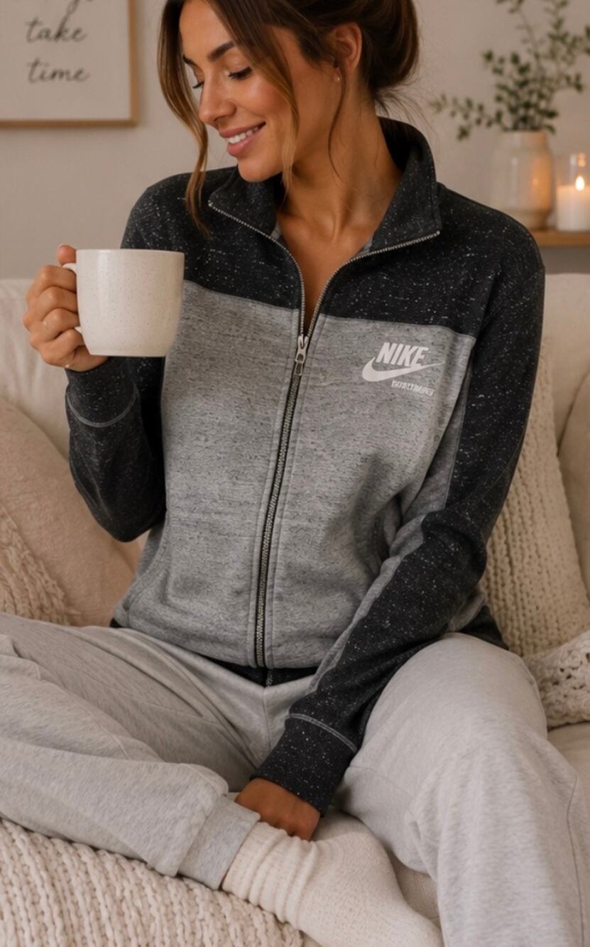 Nike Sports wear Gym Vintage full zip Track Jacket mock neck sports lounge XS